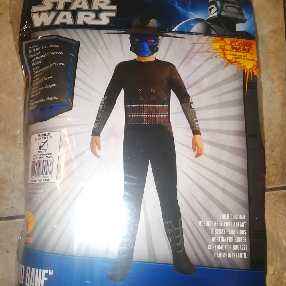 Stat Wars Child Costume Disney CAD BANE, size Medium 8-10 NEW